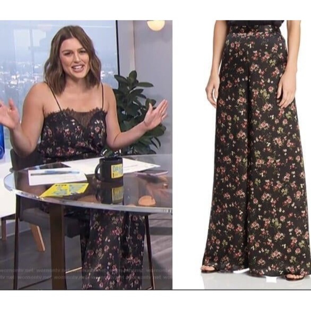 CAMI NYC The Tommy 100% SILK Women’s Black Floral Wide Leg Pants Size S/P